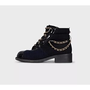 Chanel Paris-Salzburg Chain Textile Boots - Size 36.5